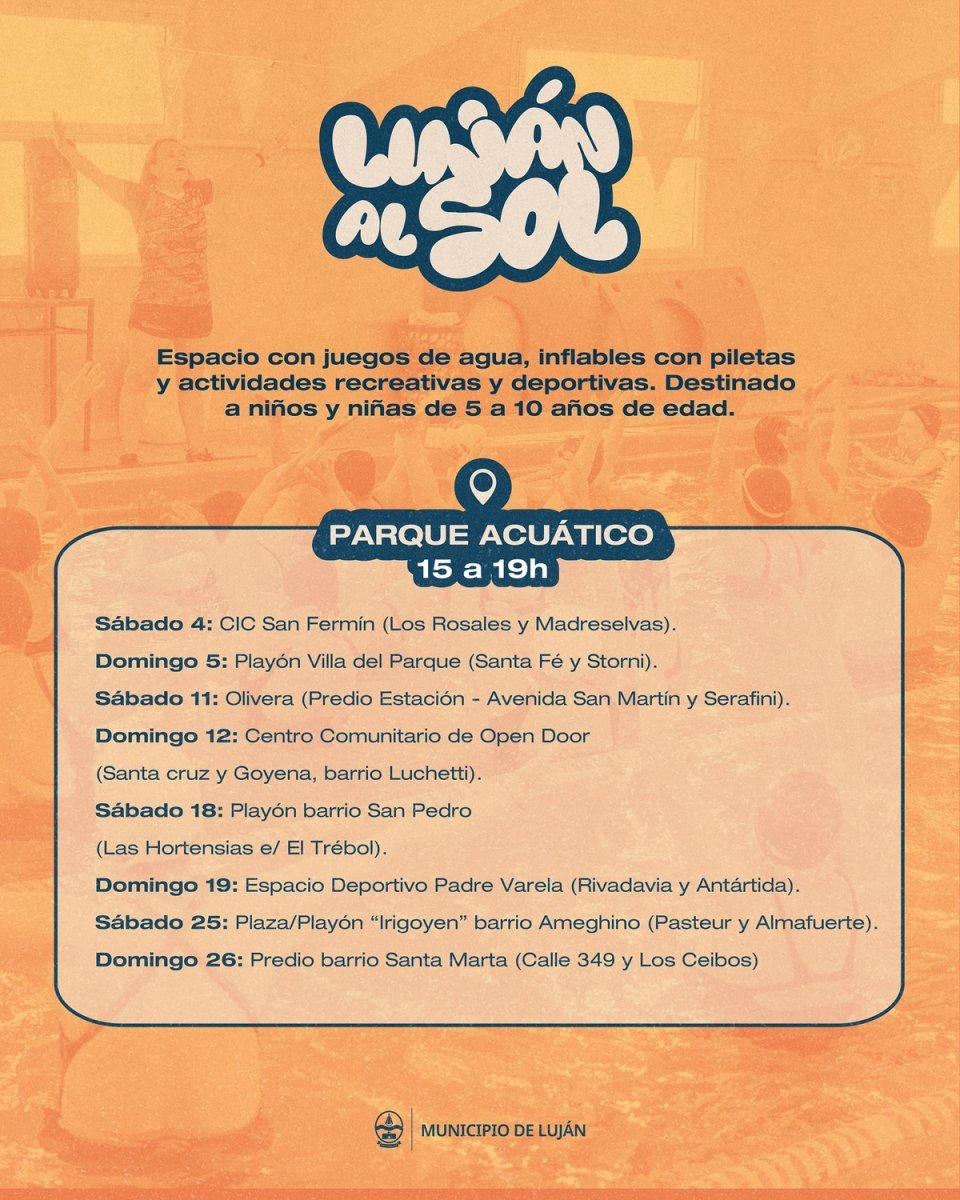 Un parque acu&aacute;tico itinerante en Luj&aacute;n recorrer&aacute; los diferentes barrios de la ciudad.
