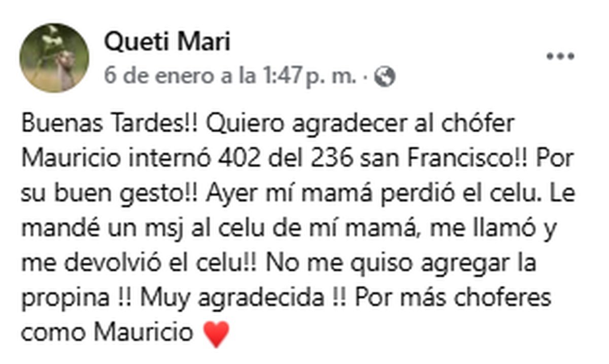 La joven que agradeci&oacute; al chofer de colectivo.