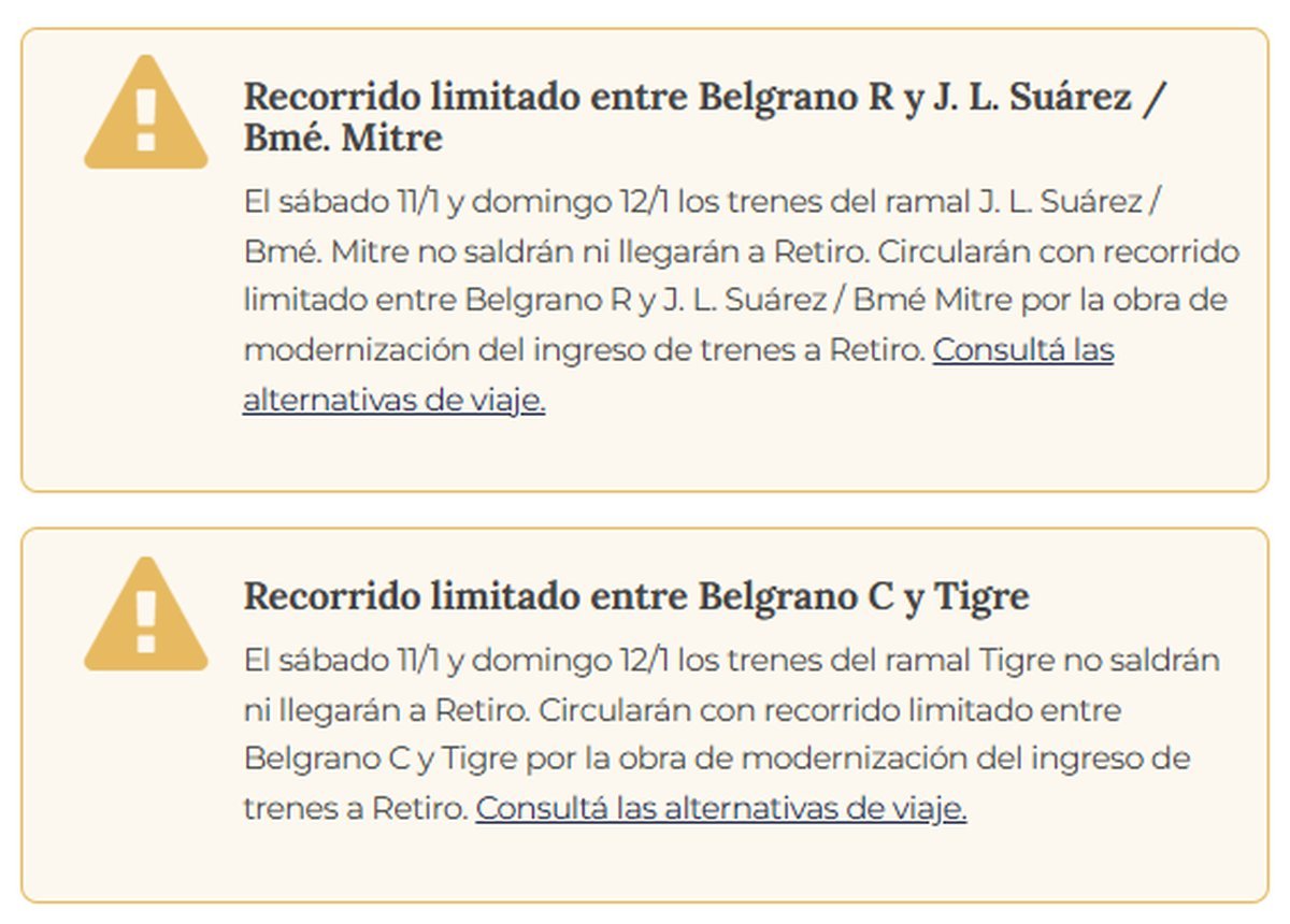 El Tren San Mart&iacute;n y el Mitre funcionar&aacute;n con un cronograma especial este fin de semana.