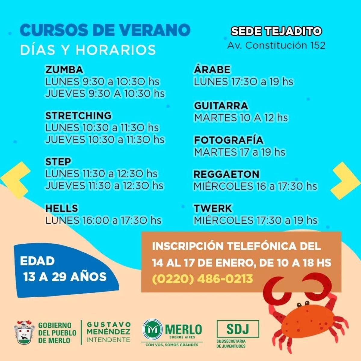 Comenz&oacute; la inscripci&oacute;n para los cursos de verano de Merlo.