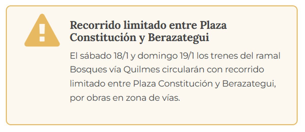Modificaciones en el servicio del Tren Roca.