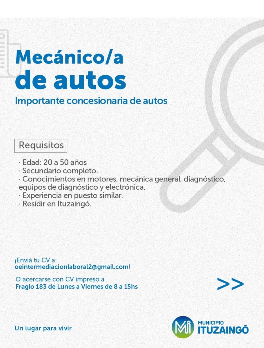 B&uacute;squeda de empleo en Ituzaing&oacute;.