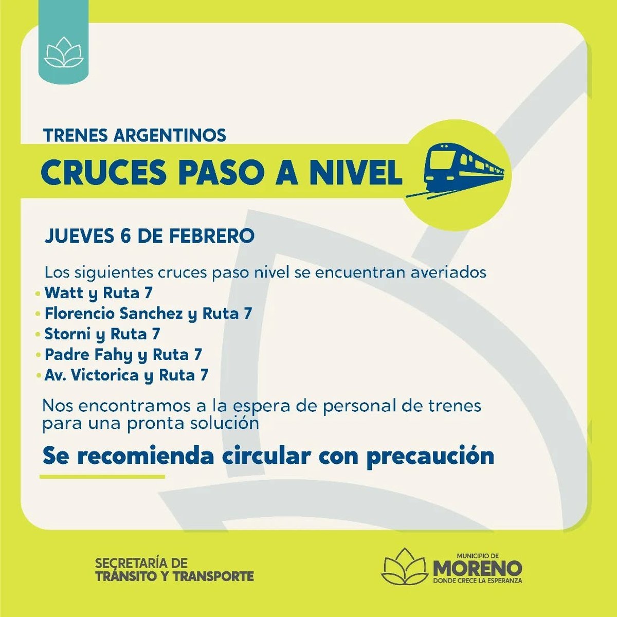 La advertencia del Municipio de Moreno.