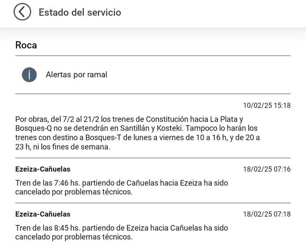 Si bien el Tren Sarmiento funciona con normalidad, el Tren Roca presenta inconvenientes.