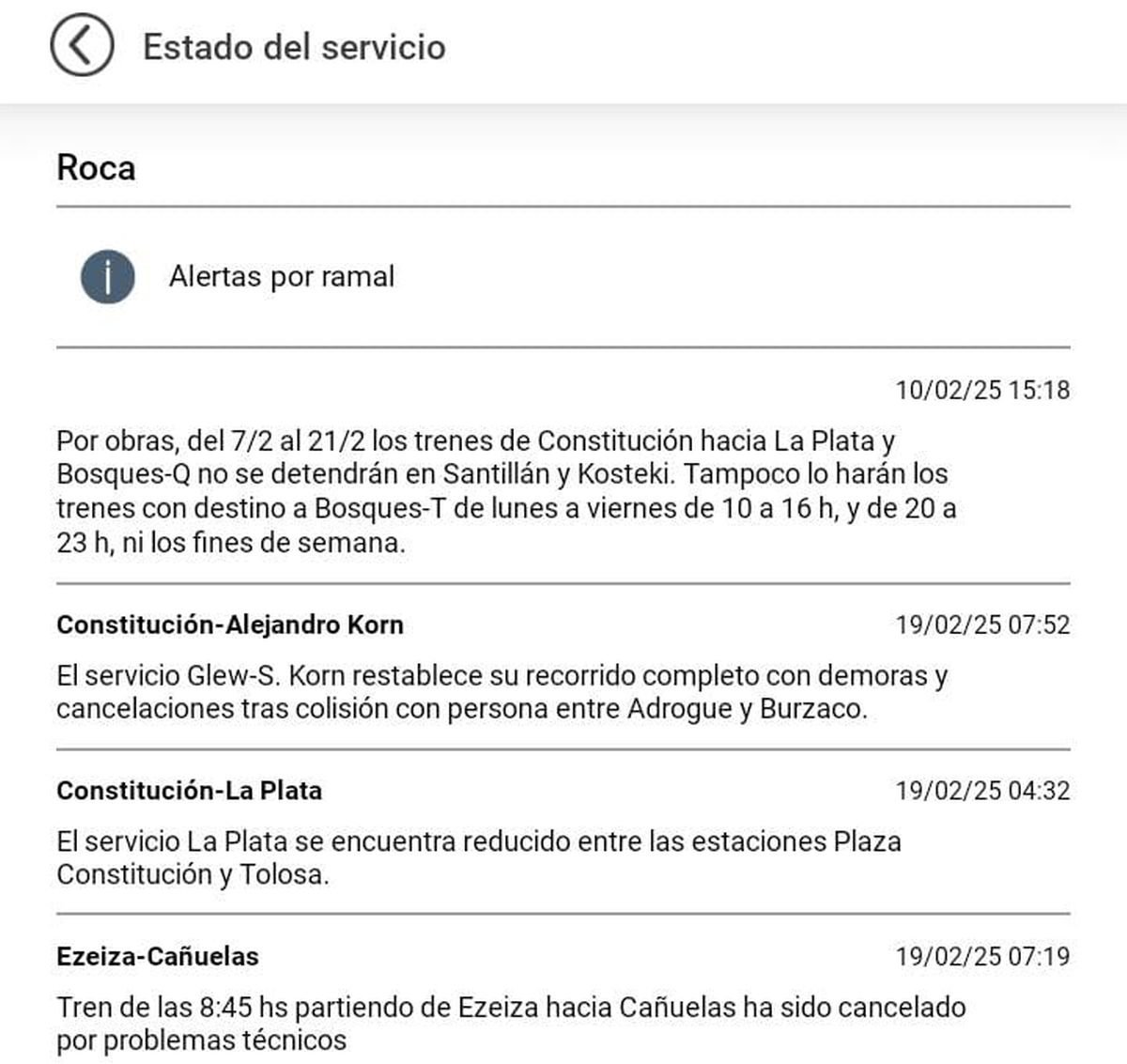 Si bien en Tren Sarmiento circula con normalidad, el Tren Roca presenta demoras.