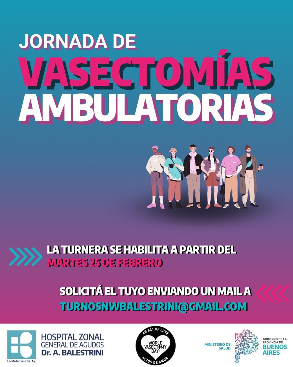 Turnos para vasectom&iacute;a sin bistur&iacute; en el hospital de Ciudad Evita.