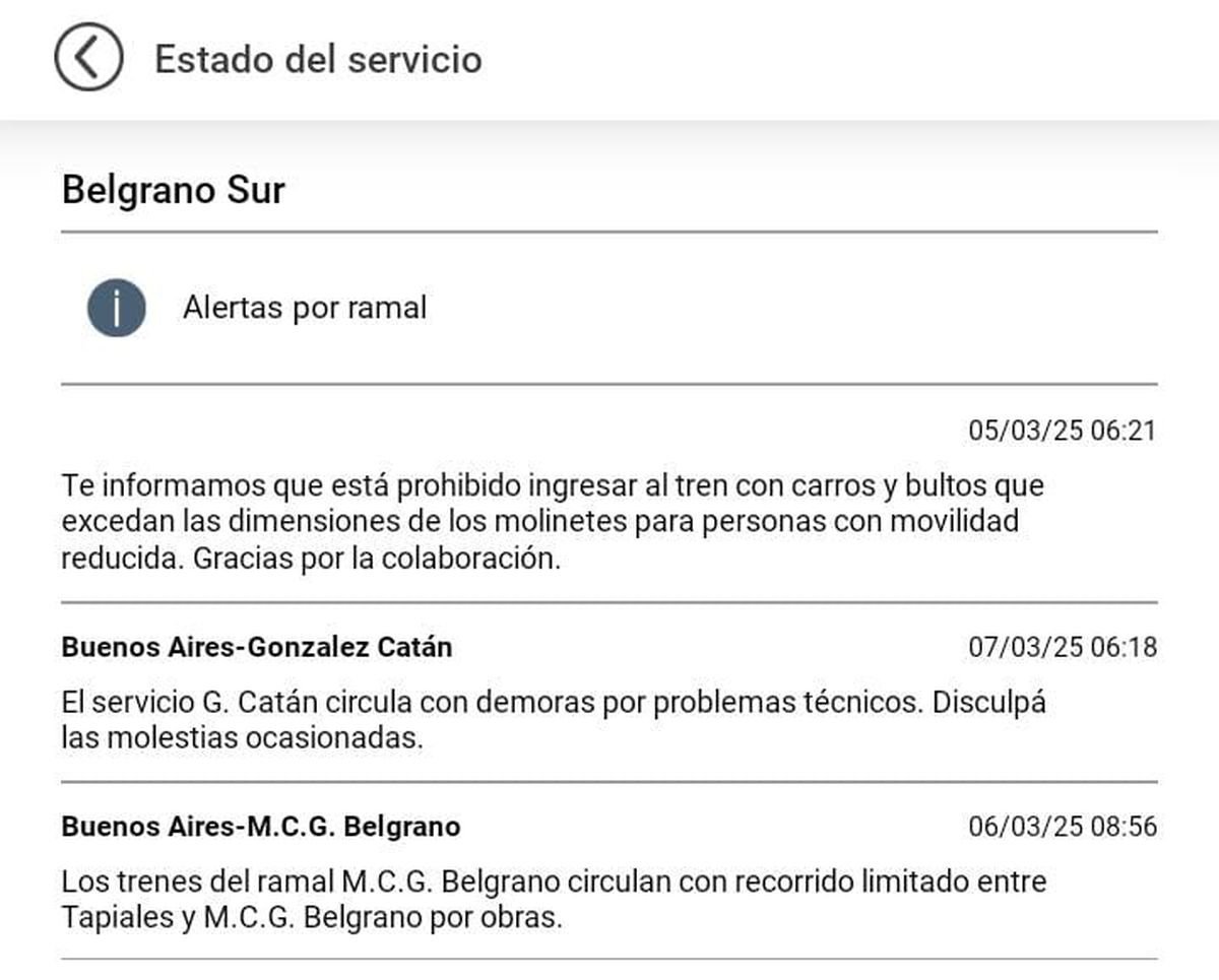 El Belgrano Sur funciona con demoras este viernes 7 de marzo.