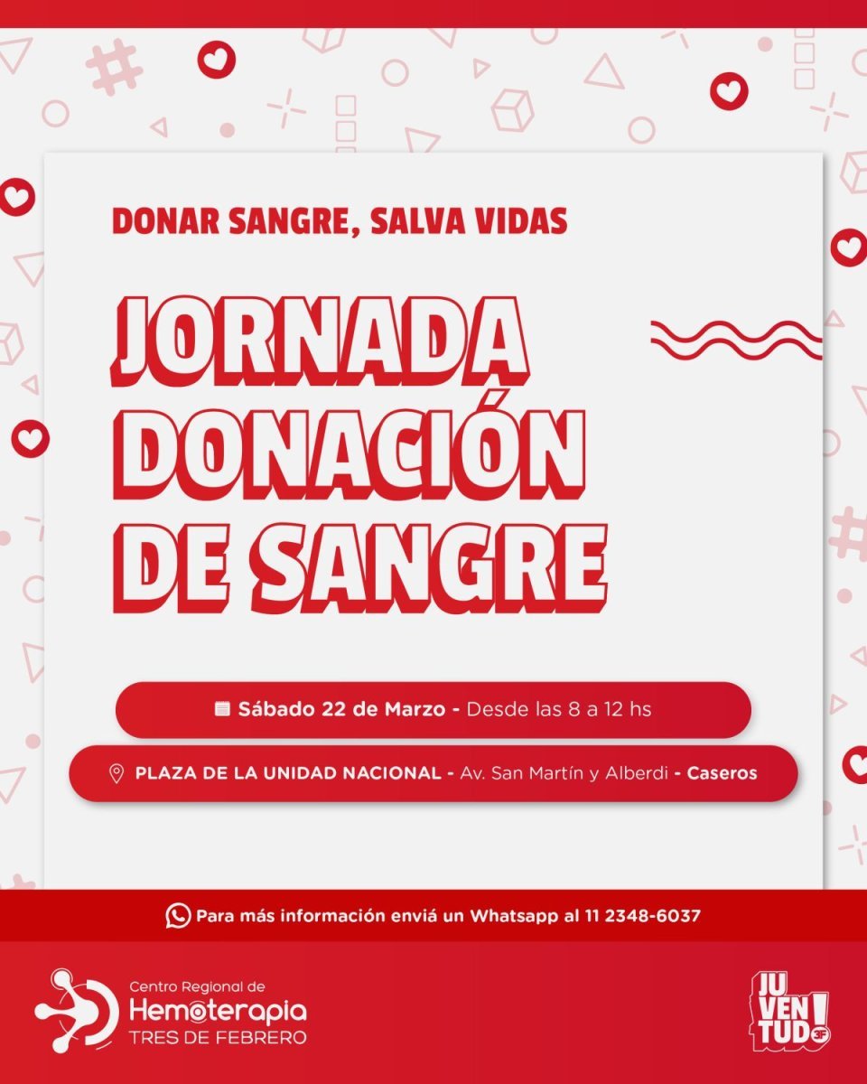 Nueva jornada de donaci&oacute;n de sangre en Tres de Febrero.
