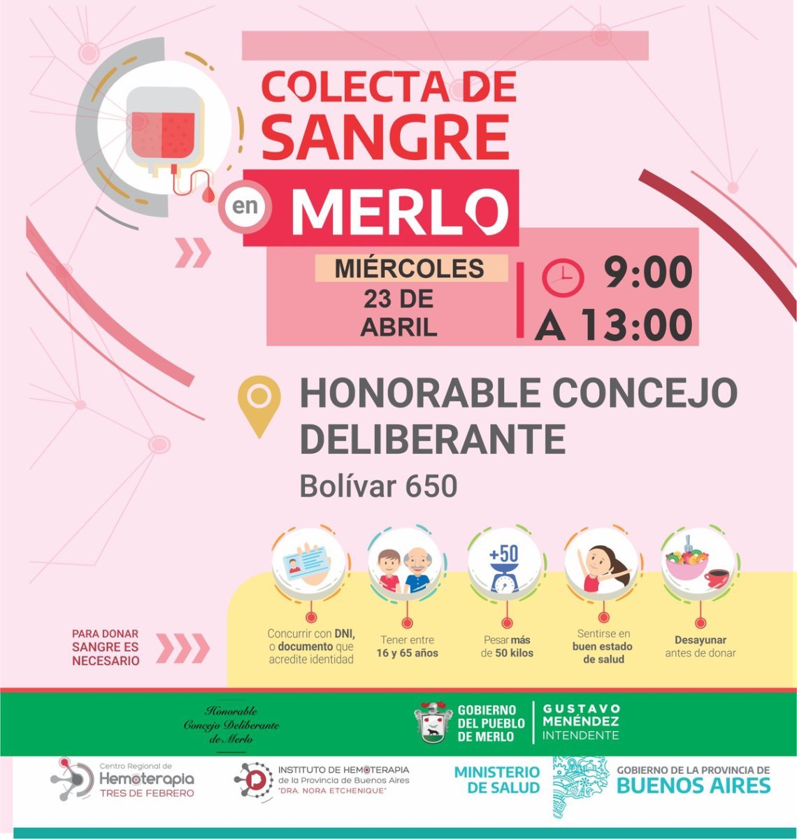 Realizar&aacute;n una nueva colecta de sangre en el HCD de Merlo.