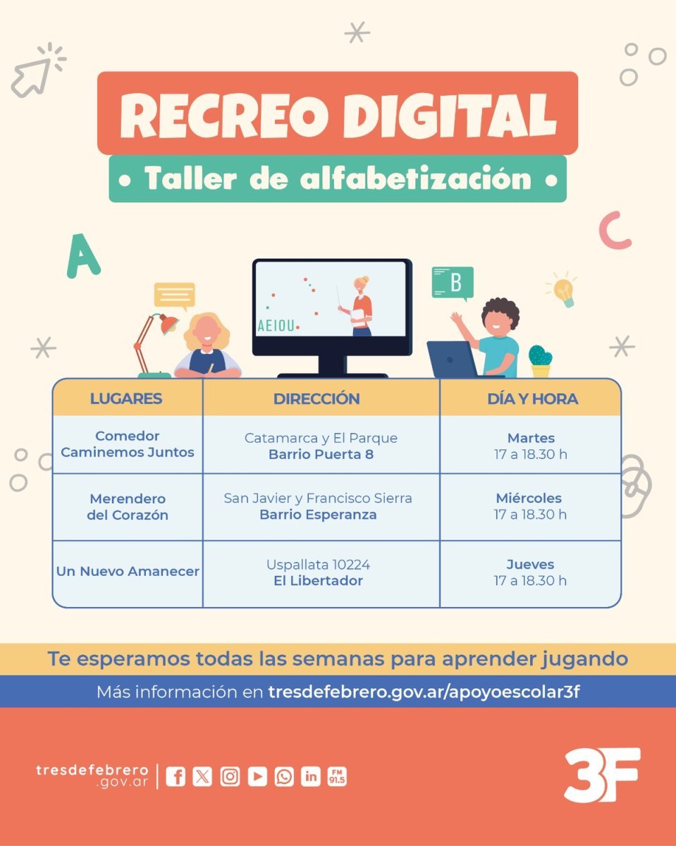 Tres de Febrero comenz&oacute; con los talleres de alfabetizaci&oacute;n digital.