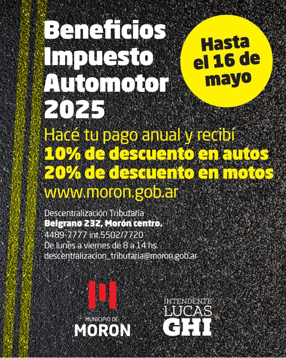 Mor&oacute;n lanz&oacute; nuevos beneficios para pagar el Impuesto Automotor 2025.