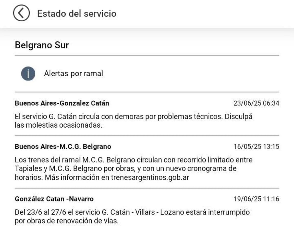 Por problemas t&eacute;cnicos el Belgrano Sur funciona con demoras y cancelaciones.