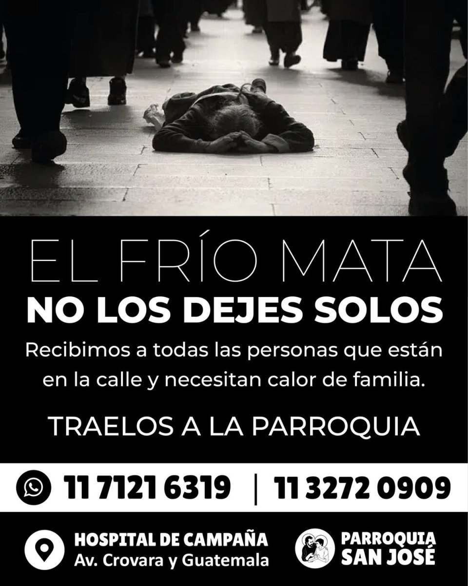 Fr&iacute;o polar: la iniciativa de la Parroquia San Jos&eacute; para ayudar a personas en situaci&oacute;n de calle.