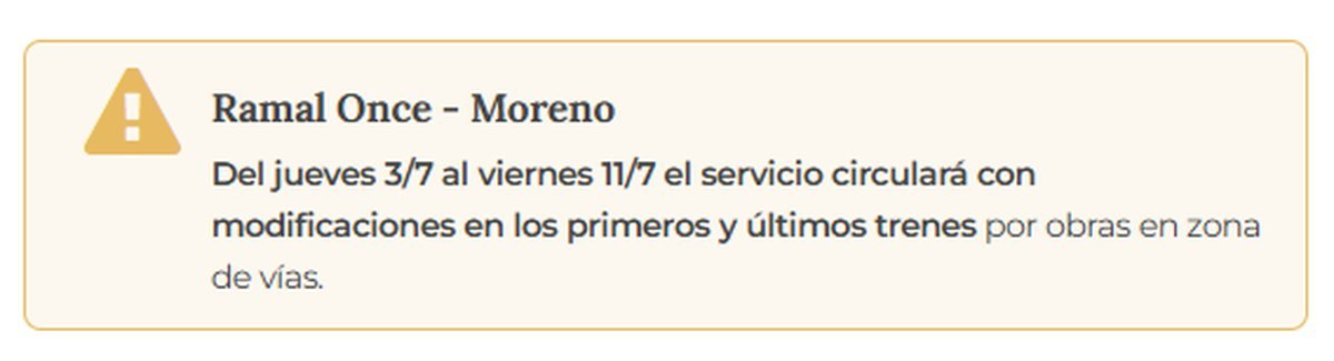 Por obras el ramal Once - Moreno del Tren Sarmiento modificar&aacute; algunos horarios.