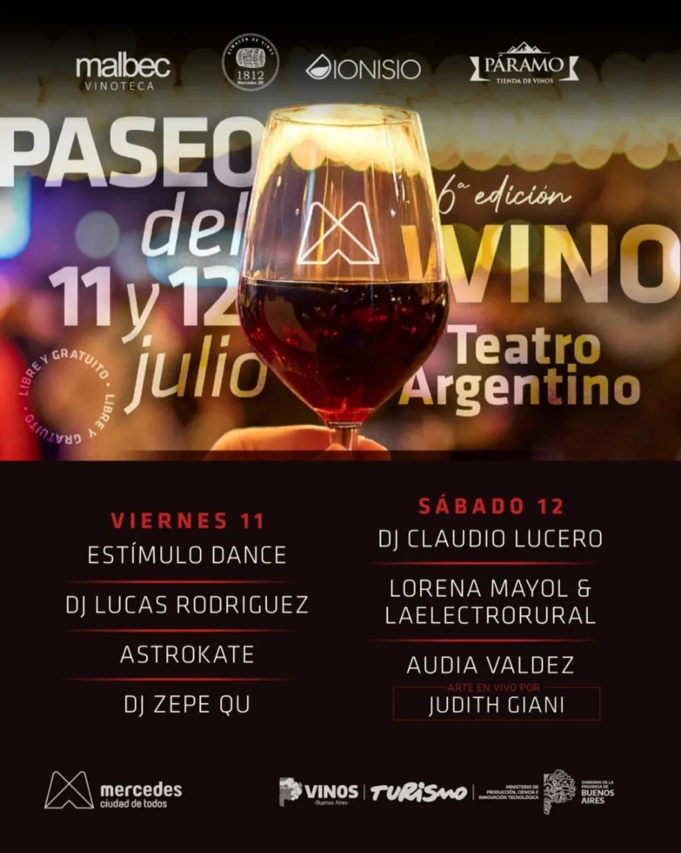 Llega la 6&deg; edici&oacute;n del Paseo del Vino a Mercedes: gastronom&iacute;a, m&uacute;sica, arte y m&aacute;s.