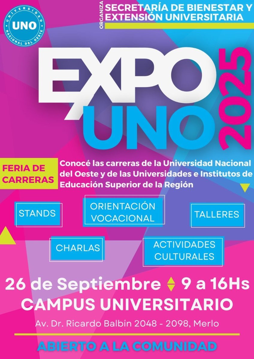 Confirmaron la fecha de la expo de la Universidad Nacional del Oeste.