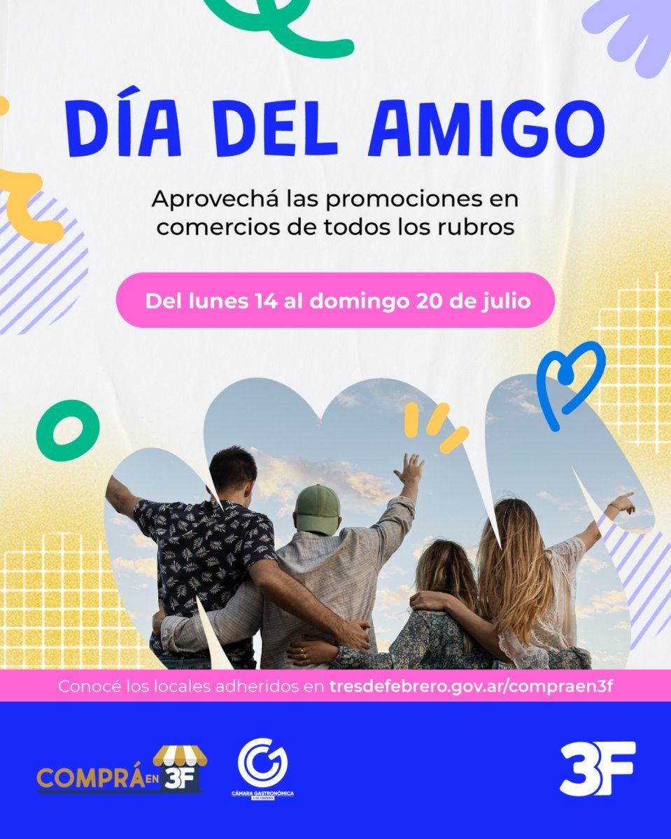 Por el D&iacute;a del Amigo, comercios de Tres de Febrero ofrecen descuentos, promociones y m&aacute;s.