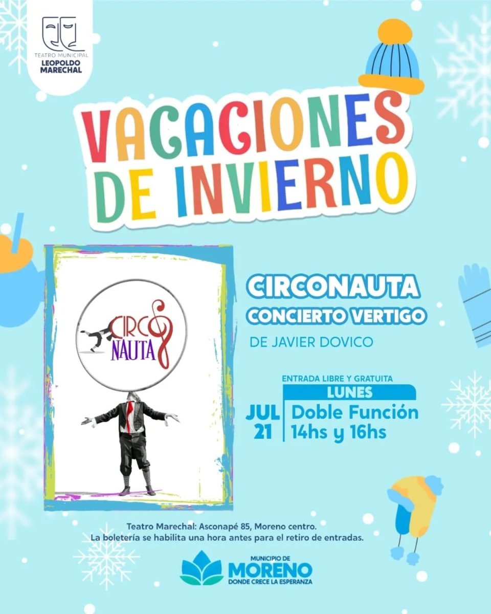 Vacaciones de invierno en Moreno en el Teatro Marechal.