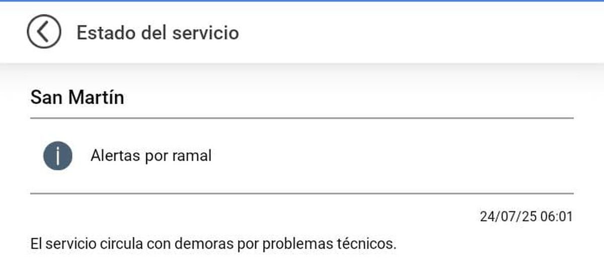 Demoras y cancelaciones en el Tren San Mart&iacute;n.