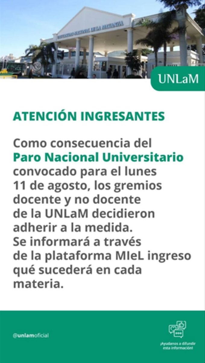 Paro universitario: c&oacute;mo funcionan las universidades del Oeste este lunes.