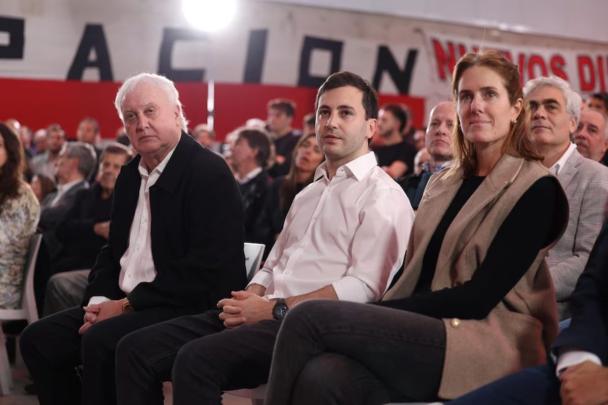 El Beto Alonso y Clara D'Onofrio, en el acto del lanzamiento de Di Carlo como candidato a presidente de River Plate