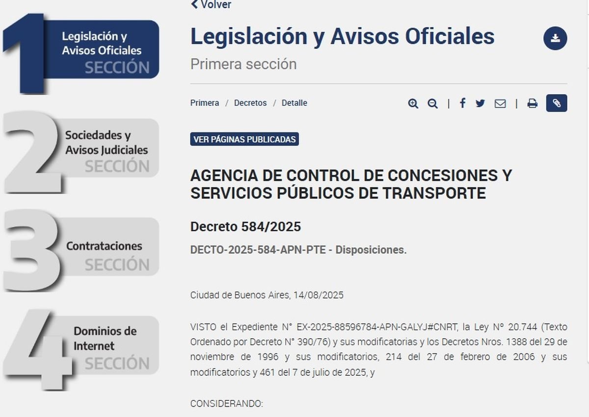 El Gobierno public&oacute; el DNU de la reorganizaci&oacute;n de la CNRT en el Bolet&iacute;n Oficial