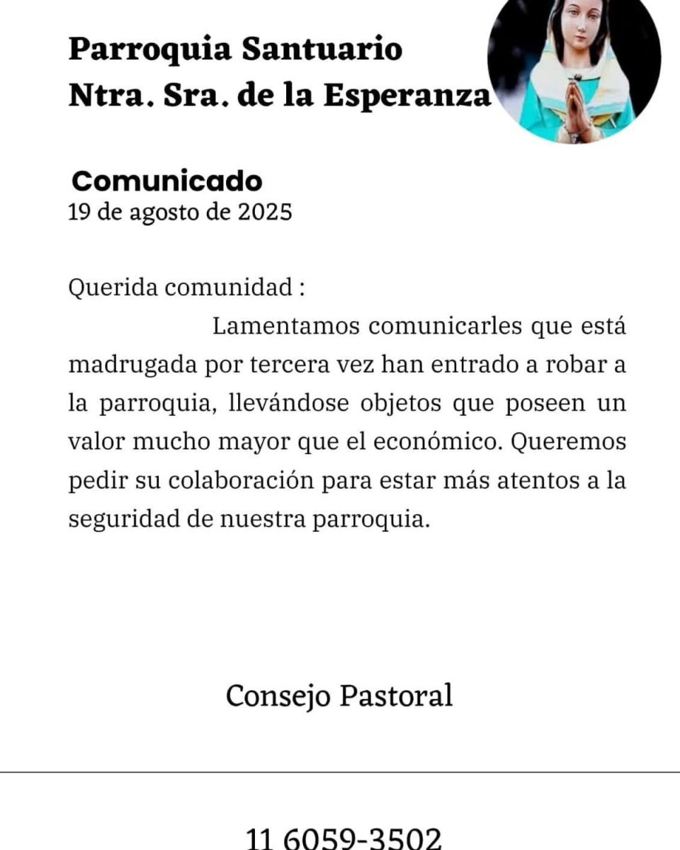 Delincuentes entraron a robar a la Parroquia de Virrey del Pino.