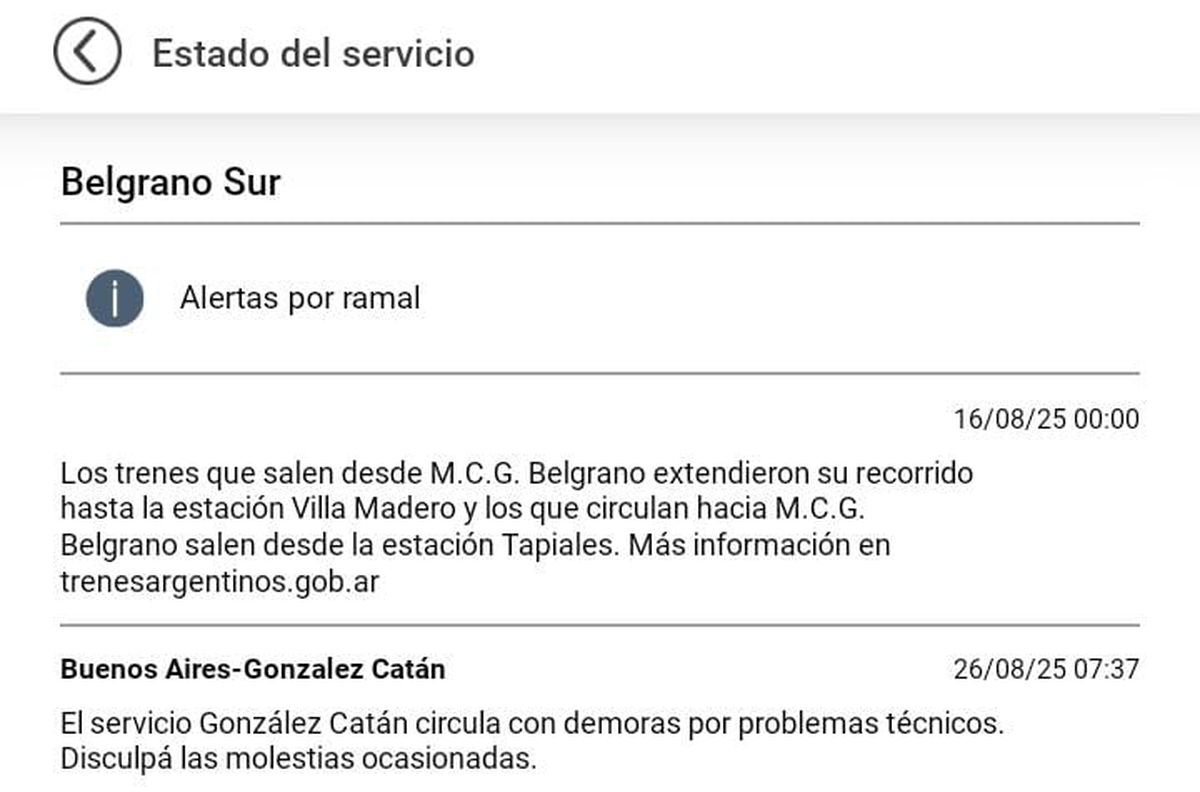 Por problemas t&eacute;cnicos, el Belgrano Sur presenta demoras en su servicio.