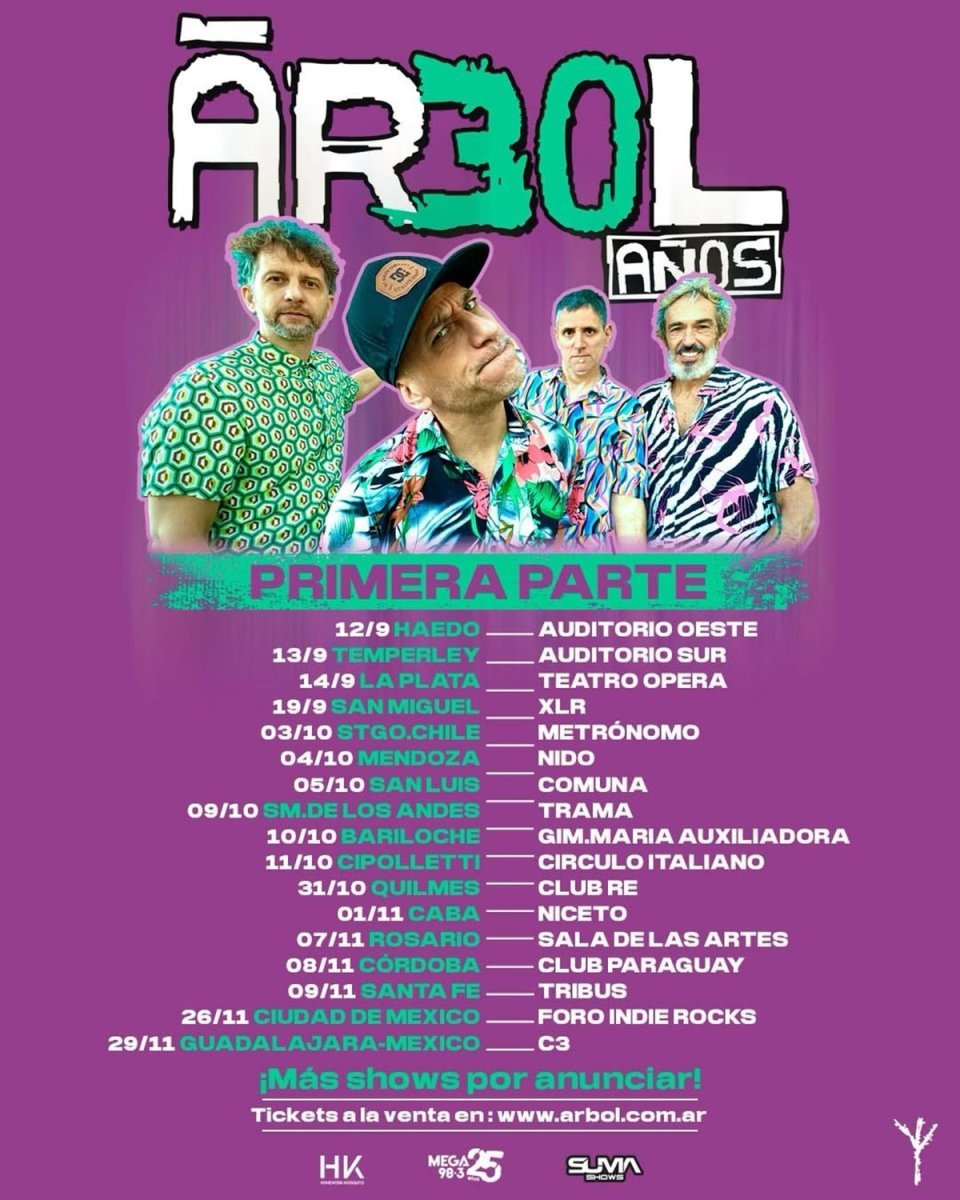 La gira completa de &Aacute;rbol por sus 30 a&ntilde;os.