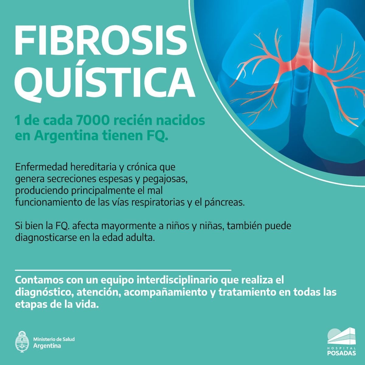 Desde el Hospital Posadas concientizan sobre la fibrosis qu&iacute;stica.