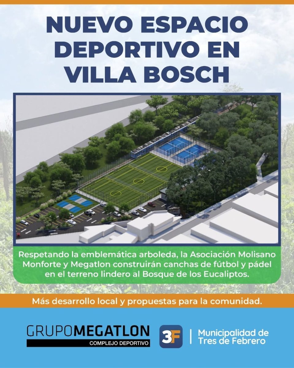 As&iacute; ser&aacute; el espacio deportivo que construir&aacute; Megatlon en Tres de Febrero.