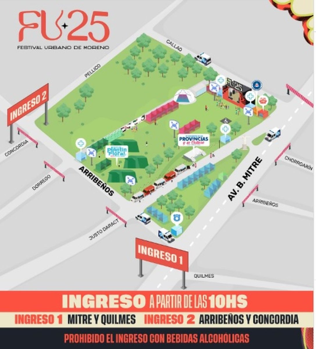 Mapa de acceso al Festival Urbano de Moreno