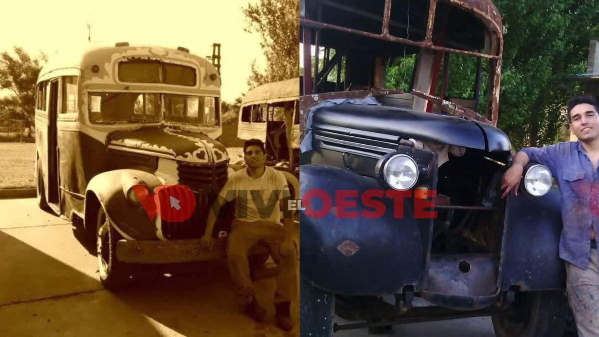 Daniel Rodr&iacute;guez con sus colectivos antiguos